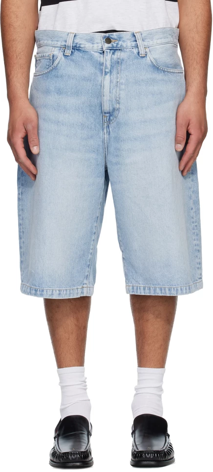 Джинсовые шорты Carhartt Work In Progress Blue Langdon синие (сильно поношенные, отбеленные)