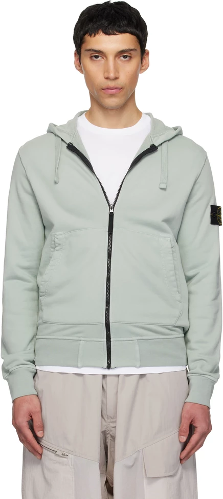 Мужское худи Stone Island 6100061, орган. хлопок, шалфейный