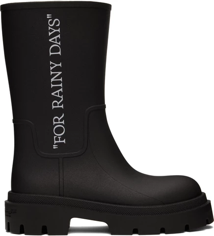 Мужские резиновые сапоги Off-White Reboot Rainy Days, черно-белые