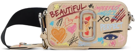 Женская сумка Marc Jacobs Punk Scribble Snapshot, бежевая