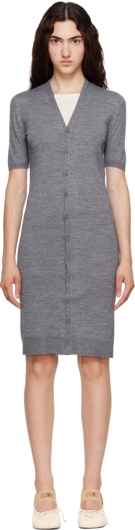 Женское платье MM6 Maison Margiela миди, серое