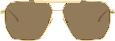 Солнцезащитные очки Bottega Veneta Aviator, золотистые