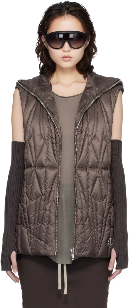 Женский пуховый жилет Rick Owens Moncler Geocamo, коричневый