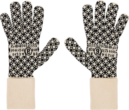 Женские перчатки MM6 Maison Margiela из хлопка, черно-кремовые