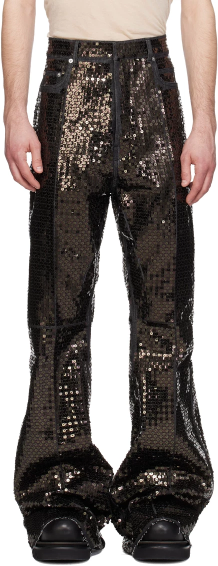 Мужские джинсы Rick Owens Bolan Bootcut, черно-бронзовые