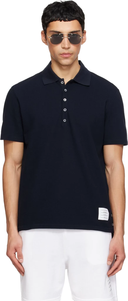 Мужское поло Thom Browne Navy Classic Pique, темно-синее