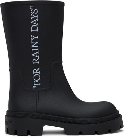 Женские сапоги Off-White Reboot Rainy Days, черно-белые