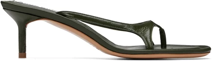 Женские босоножки Acne Studios Khaki на низком каблуке, зеленые