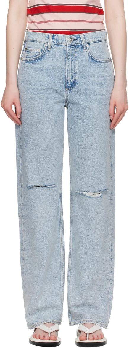 синие прямые джинсы Shea с высокой посадкой rag & bone синего цвета calhe