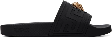 Мужские шлепанцы Versace La Medusa, черно-золотые