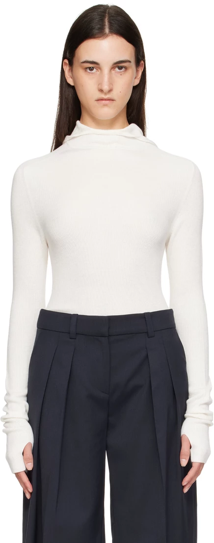 Вязаная толстовка The Frankie Shop Off-White Danae с капюшоном off white