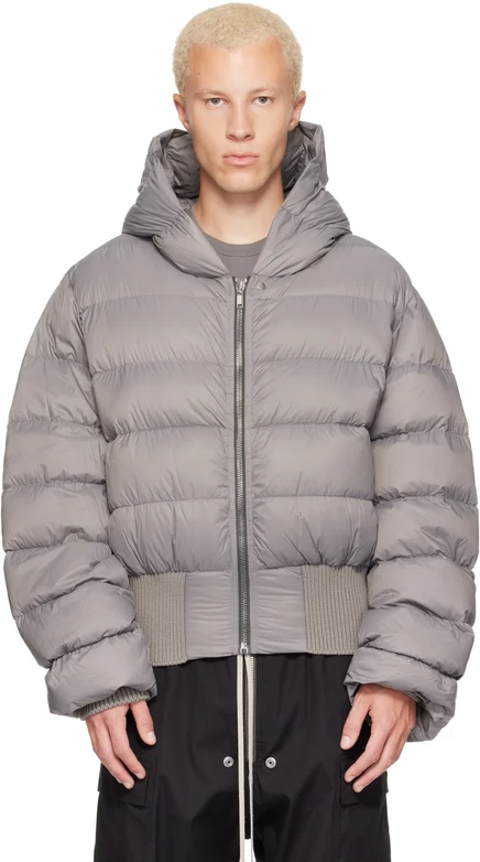 Мужской пуховик Rick Owens Tower Nylon Duvet, стальной