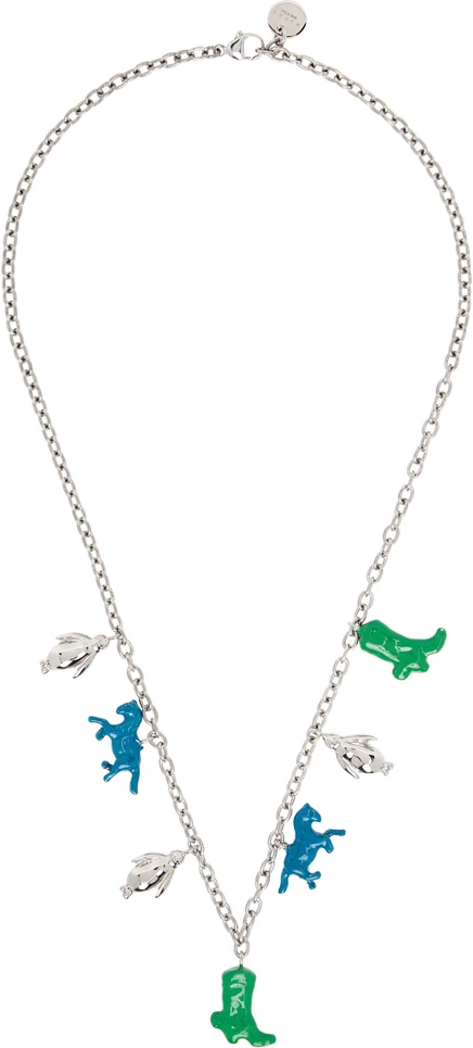 Мужское колье Marni Horse Charms, сине-изумрудное