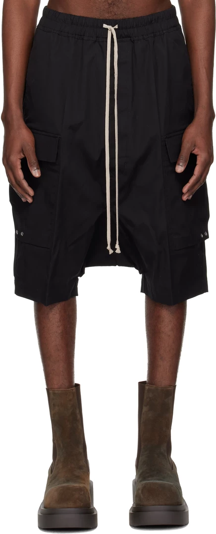 Шорты-карго Rick Owens Black Temple Cargo Pod черного цвета