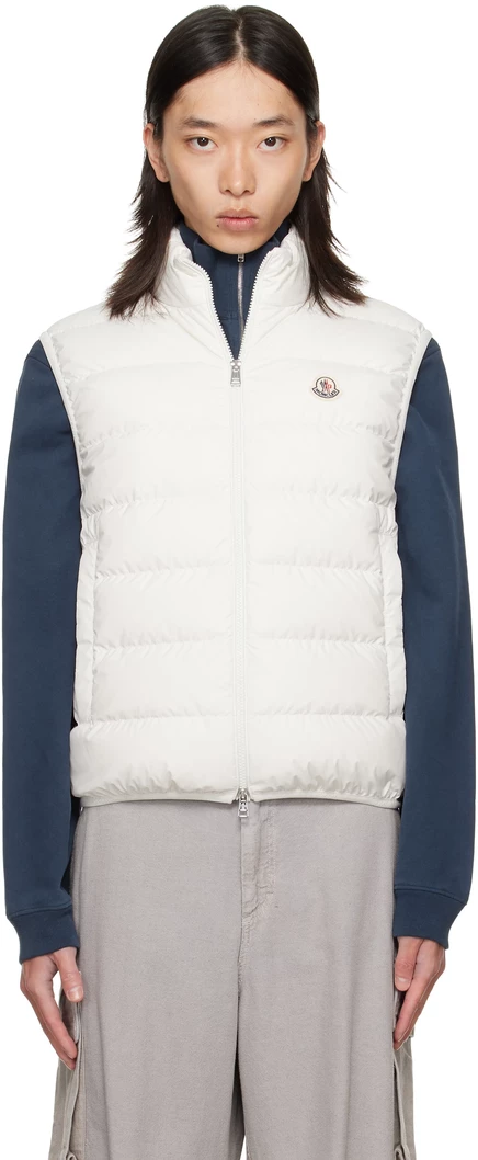 Мужская стеганая жилетка Moncler Contrin, шёлково‑белая