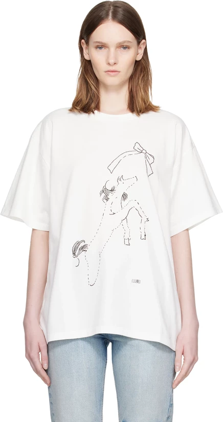 Женская футболка MM6 Maison Margiela Horse Print, молочная