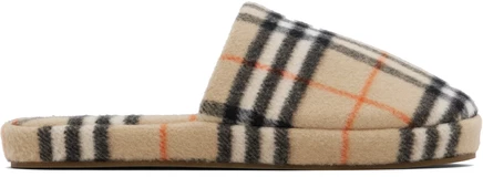 Мужские тапочки Burberry шерстяные, бежевые