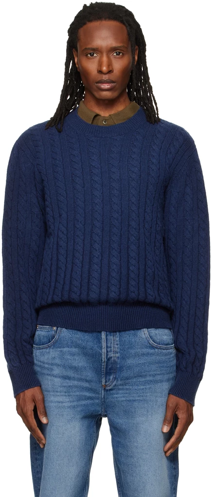 Мужской свитер A.P.C. Oversized Cable-Knit, темно-синий