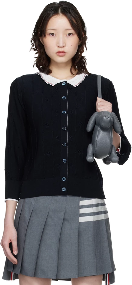 Женский кардиган Thom Browne Merino, темно-синий