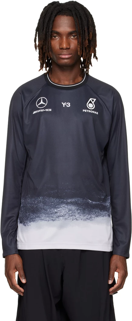 Y-3 Черная футболка Mercedes-AMG F1 Edition из механического трикотажа черного цвета