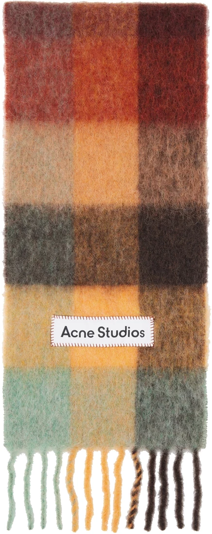 Мужской шарф Acne Studios, коричневый/желтый/зеленый