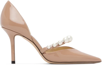 Балетки на каблуках Jimmy Choo Pink Aurelie 85 розовый/белый