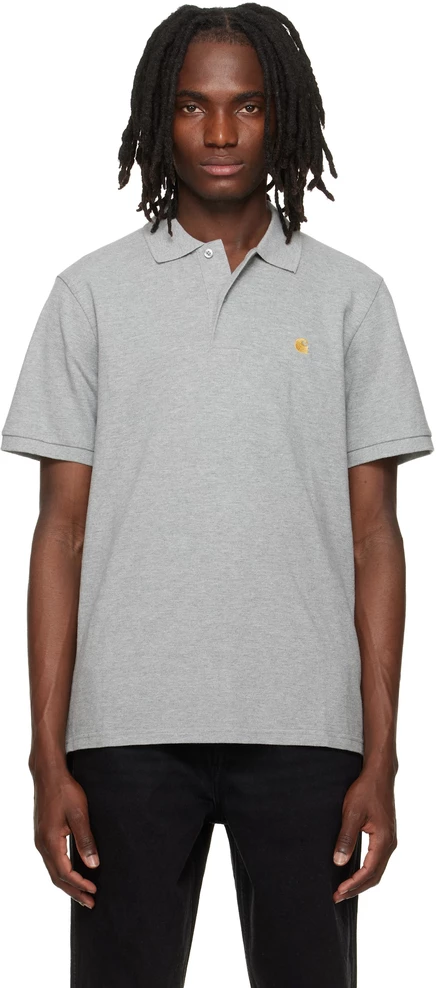 Мужское поло Carhartt WIP Chase, серое/золотое