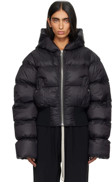 Женский пуховик Rick Owens Tower Cinched Hooded, черный