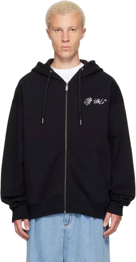 Мужское худи Off-White Mercy Scribble на молнии, черное