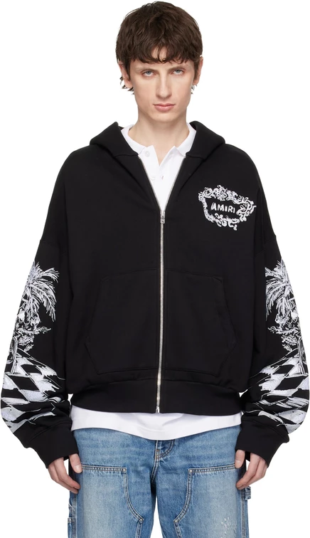 Мужское худи Amiri Chateau Sketch на молнии, черное