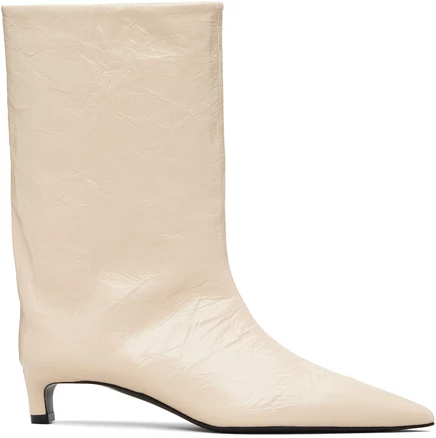 Женские сапоги Jil Sander из жатой кожи, костяные
