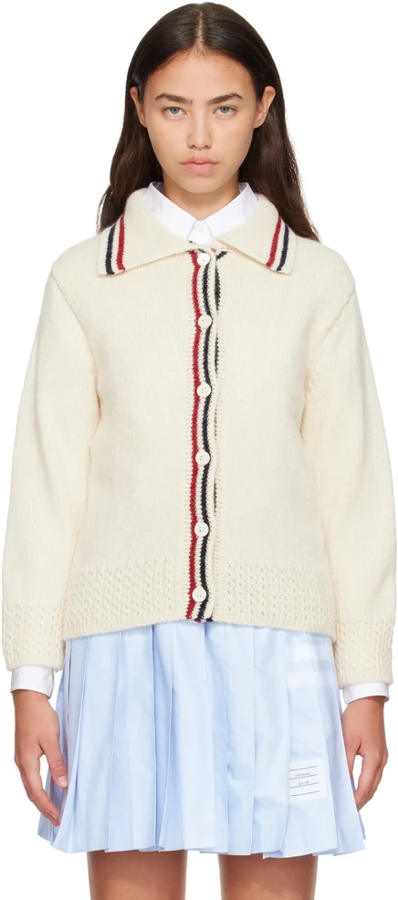 Женский кардиган Thom Browne из шерсти и мохера, белый
