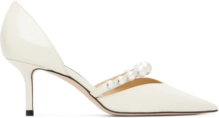 Темно-белые туфли Jimmy Choo на каблуках Aurelie 65 латте/белый