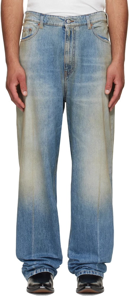 Мужские джинсы MM6 Maison Margiela прямого кроя, синие