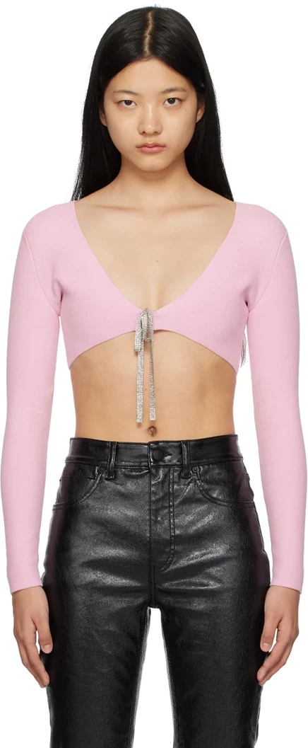 Укороченный кардиган Alexander Wang Pink неоново-светло-розовый