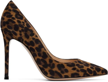 Gianvito Rossi Коричневые туфли на каблуке Gianvito 105 с миндальным леопардовым принтом