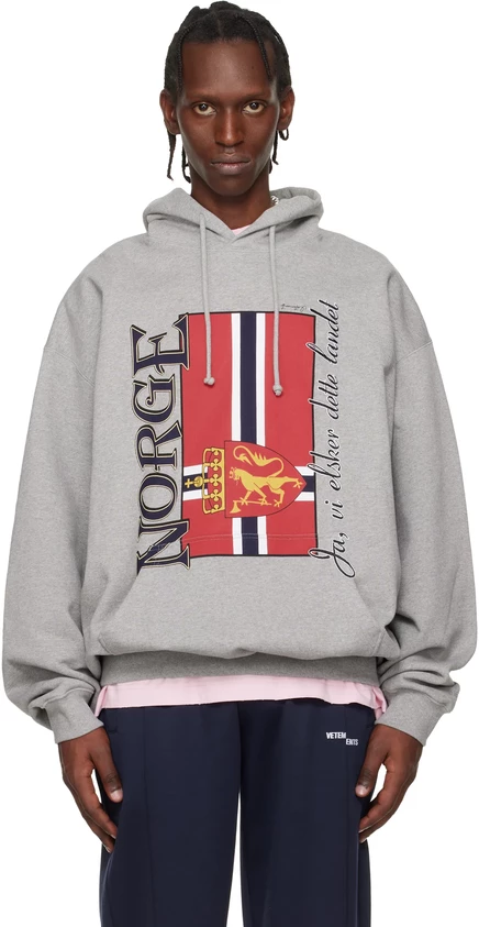 Мужское худи VETEMENTS «Norway Tourist», серый меланж