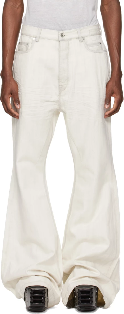Мужские джинсы Rick Owens DRKSHDW Temple Bolan клеш, молочный