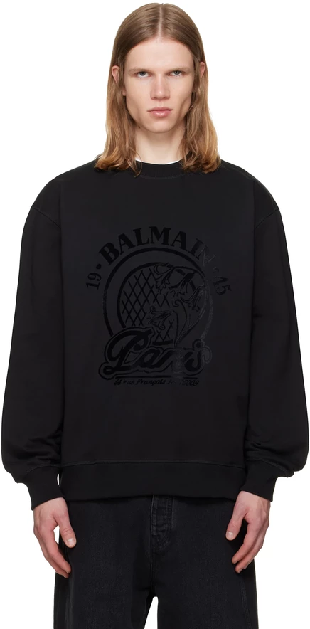 Мужской свитшот Balmain Quilted Flock, черный/черный