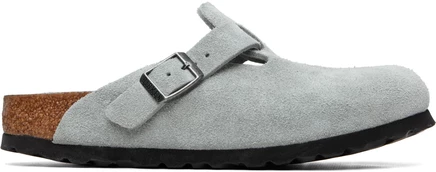 Женские замшевые лоферы Birkenstock Boston Narrow, шалфейные