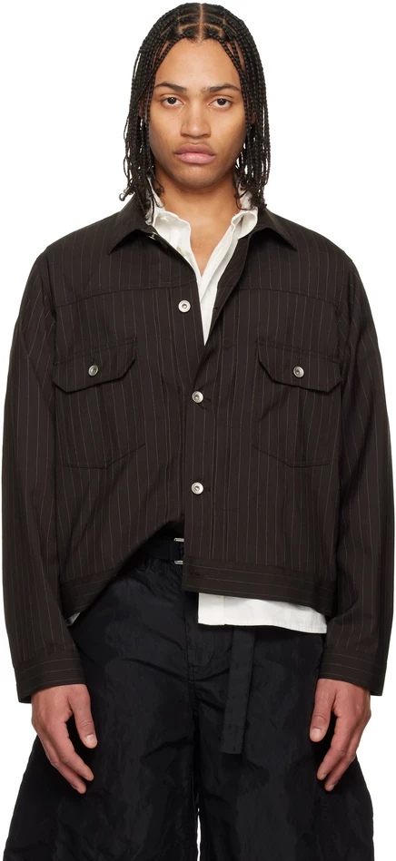 куртка в мелкую полоску sacai Brown коричневая