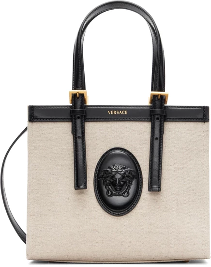 Женская сумка-тоут Versace Riviere Mini, черно-бежевая