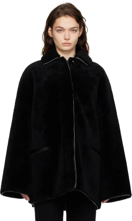 Женская дубленка Toteme Teddy Overshirt Shearling, черная