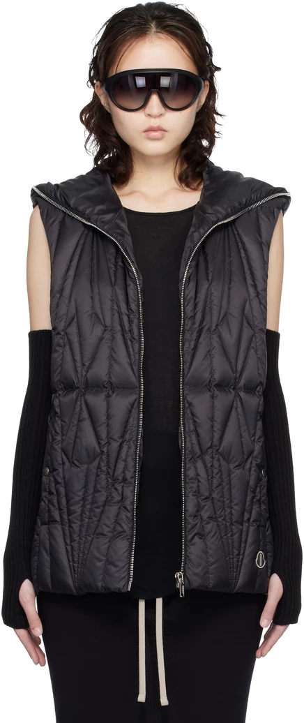 Женский пуховый жилет Rick Owens Moncler Geocamo, черный