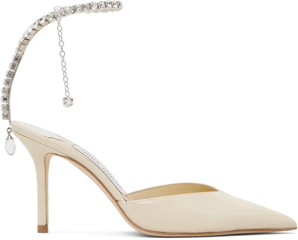 Женские туфли Jimmy Choo Saeda 85, льняные с кристаллами