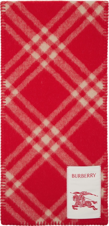 Женский шерстяной шарф Burberry в клетку, красный