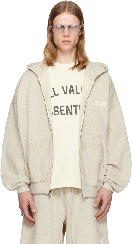 Мужское худи Fear of God Essentials 90's на молнии, ванильное