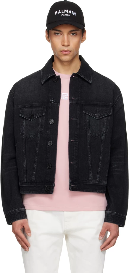 Мужская джинсовая куртка Balmain Faded, черная