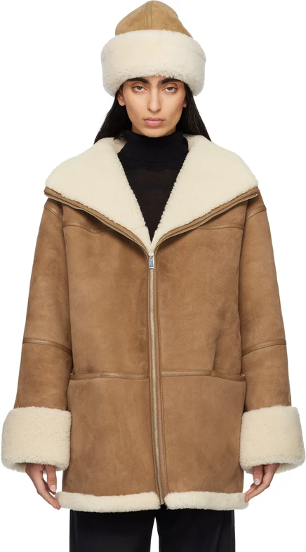 Женская дубленка Toteme Signature Shearling, бисквитная