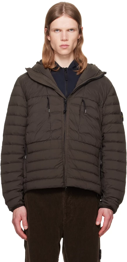 Мужская куртка Stone Island 4100107 пуховая, угольно-серая